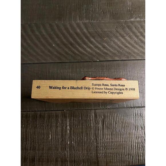 House Mouse Waiting for a Bluebell Drip wood block rubber stamp 1998 - Picture 2 of 5